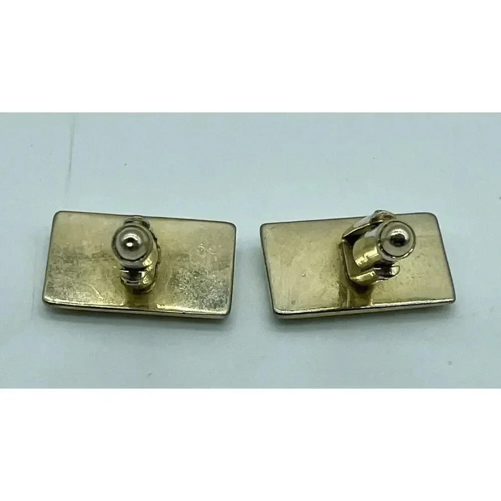 Vintage Cufflinks 50’s Style Rectangular Gold Tone‎ Finish With Diagonal Lines